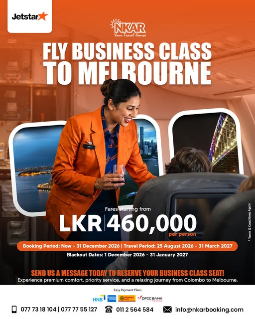 Jetstar Business Class to Melbourne from Colombo – LKR 460,000 - Travel Promotion