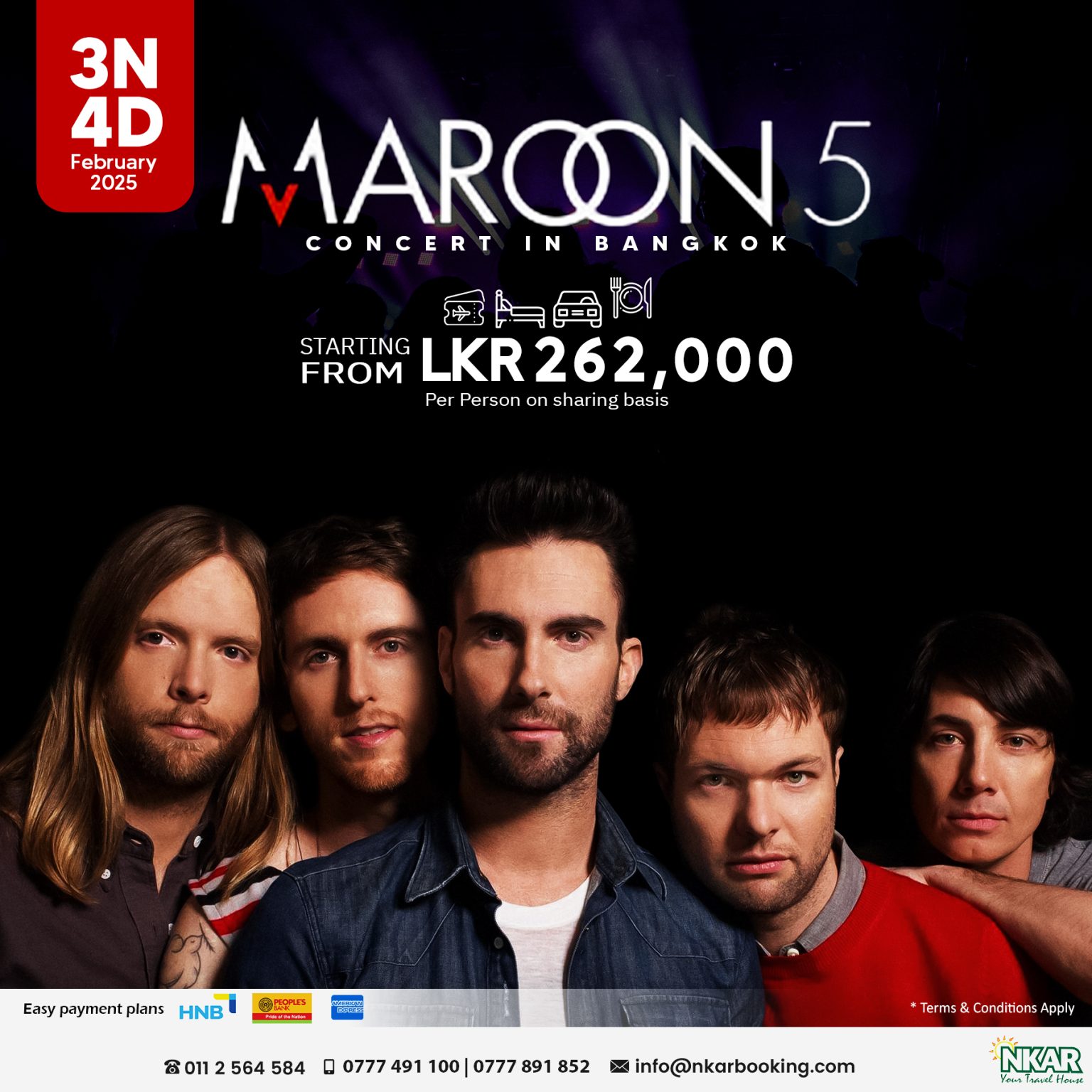 Maroon 5 Concert 2025 Bangkok – Customized Tour from Sri Lanka with NKARBooking