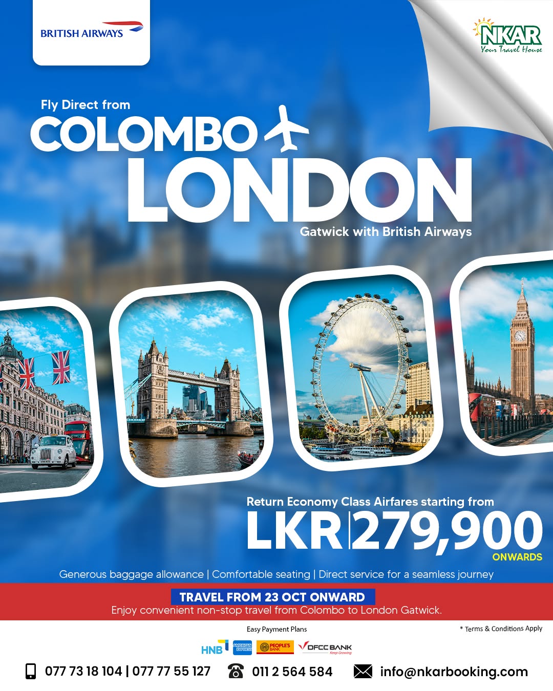 Direct Colombo to London Gatwick Flights | British Airways from LKR 279,900 - Travel Promotion