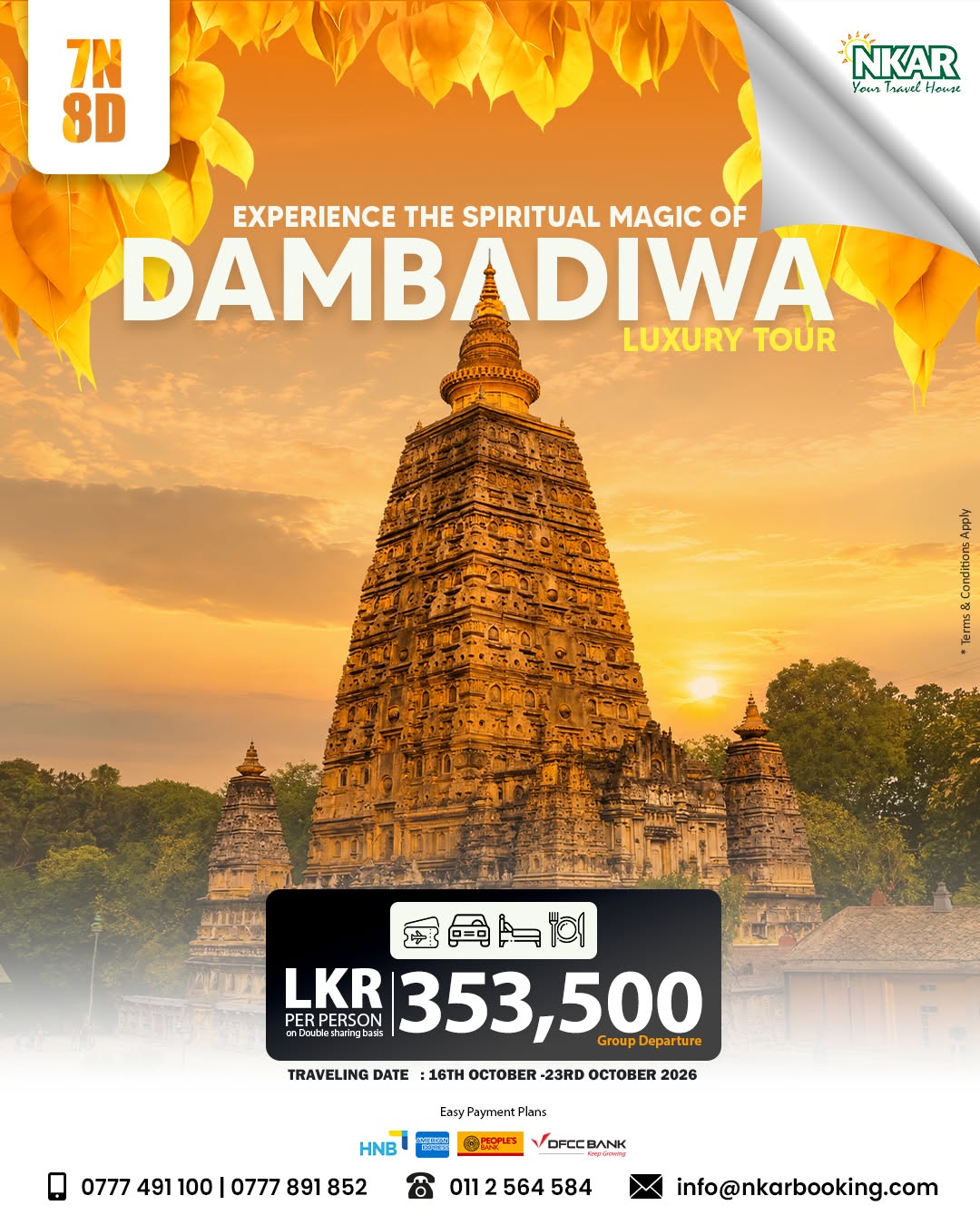 Dambadiva Luxury Tour 2026: Exclusive 8-Day Pilgrimage Package - Travel Promotion