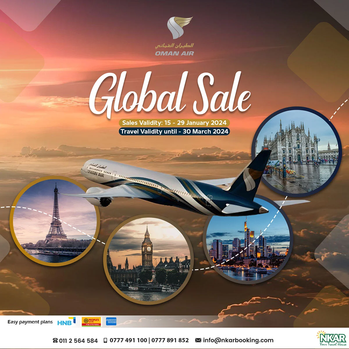 oman air global sale for selected destinations buy from sri lanka